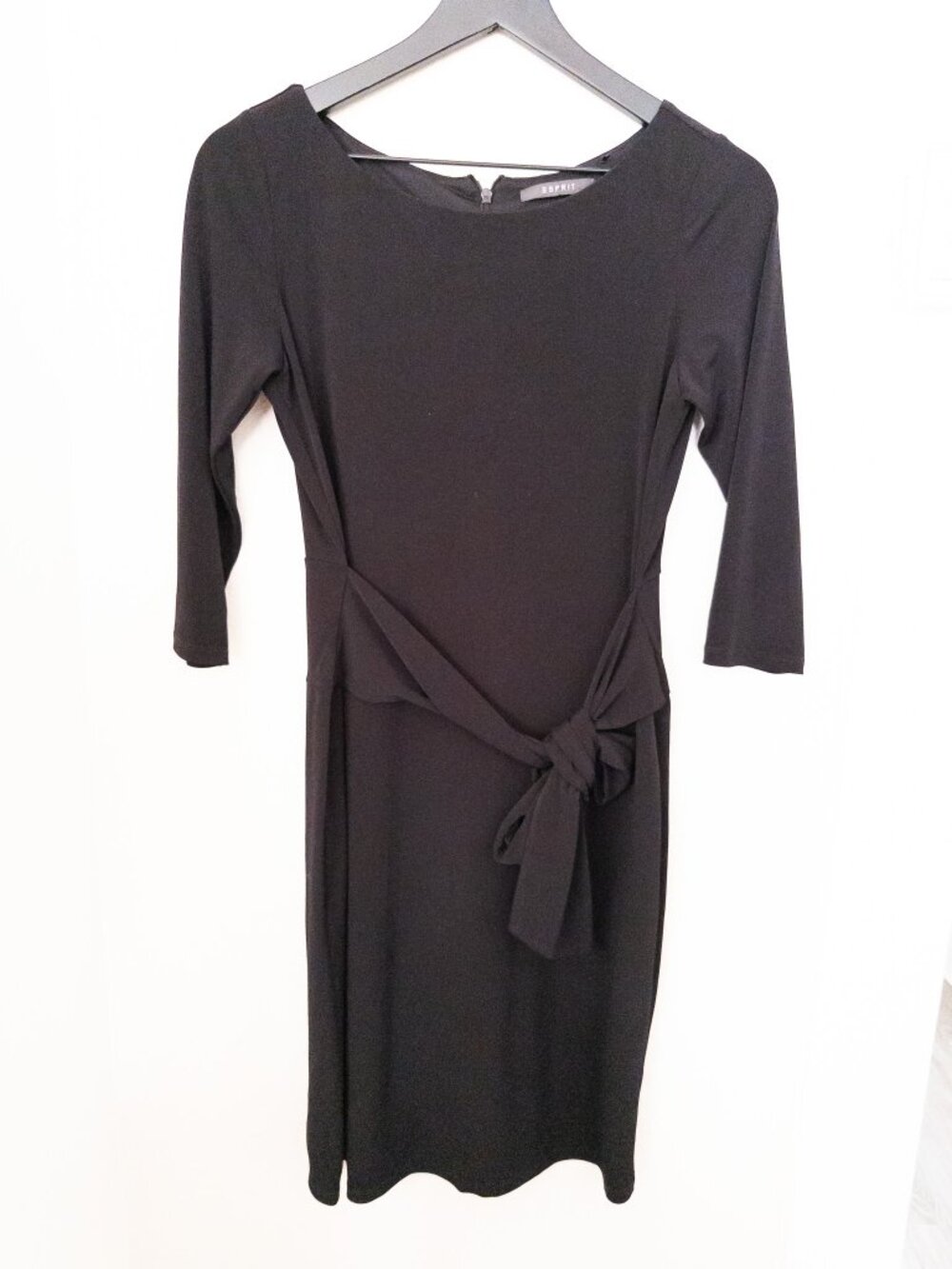 Espirit Double Lined Little Black Mini Dress with Front Tie Bodycon- Size S